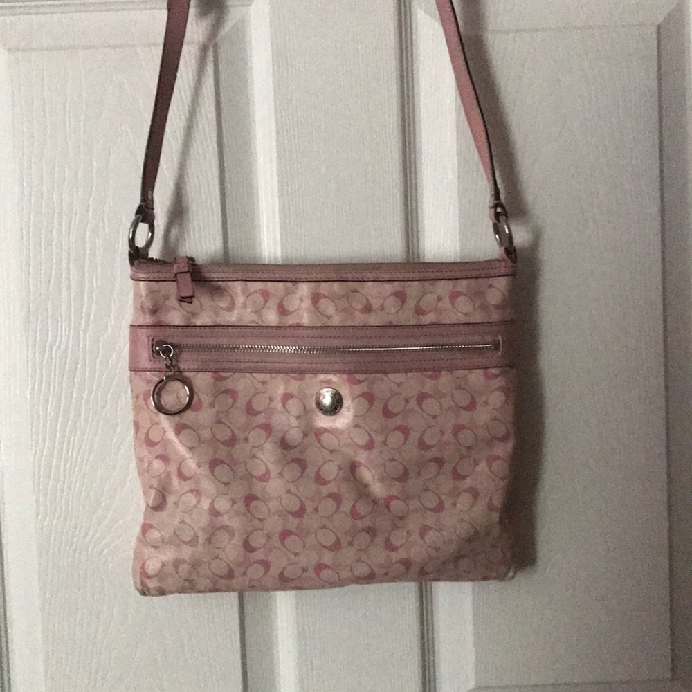 Classic Pink C Adjustable Strap Coach Purse